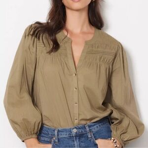 Cleobella Olive Button-Up Blouse